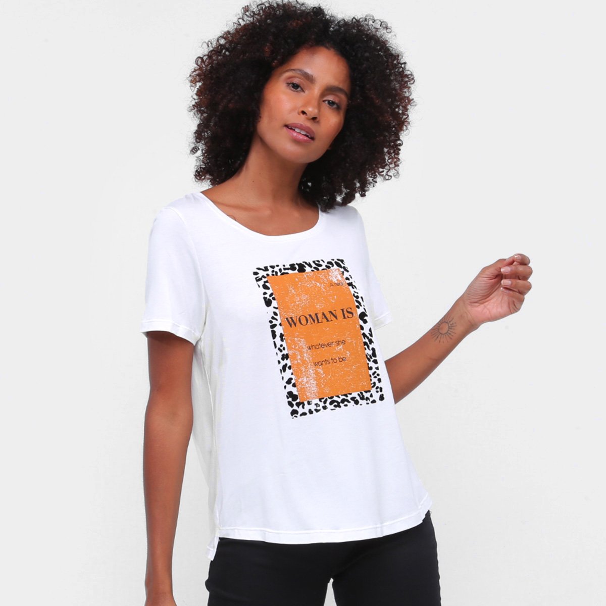 Blusa Mob Estampada Manga Curta Feminina