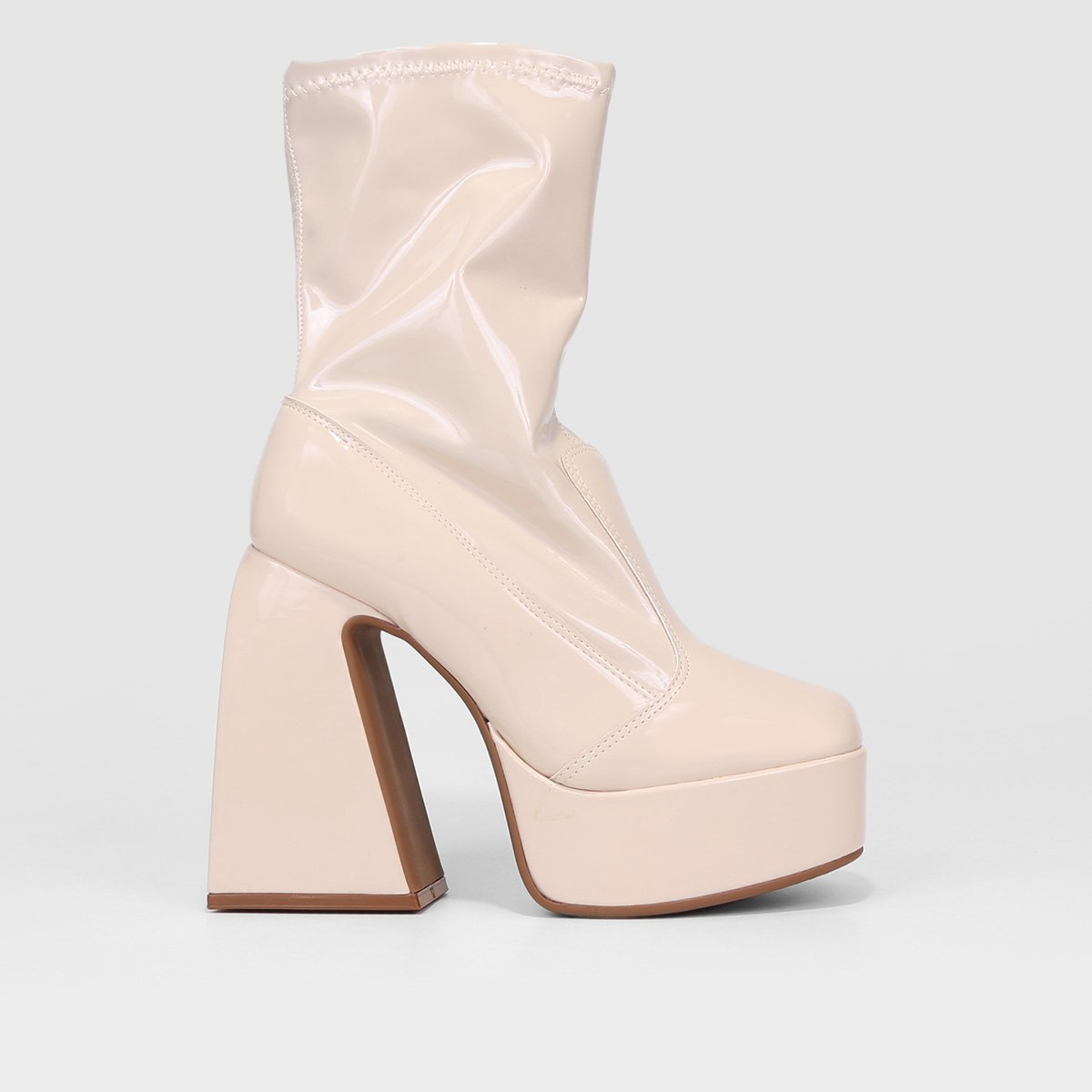 Bota Cano Curto Vizzano Salto Alto Verniz Feminina