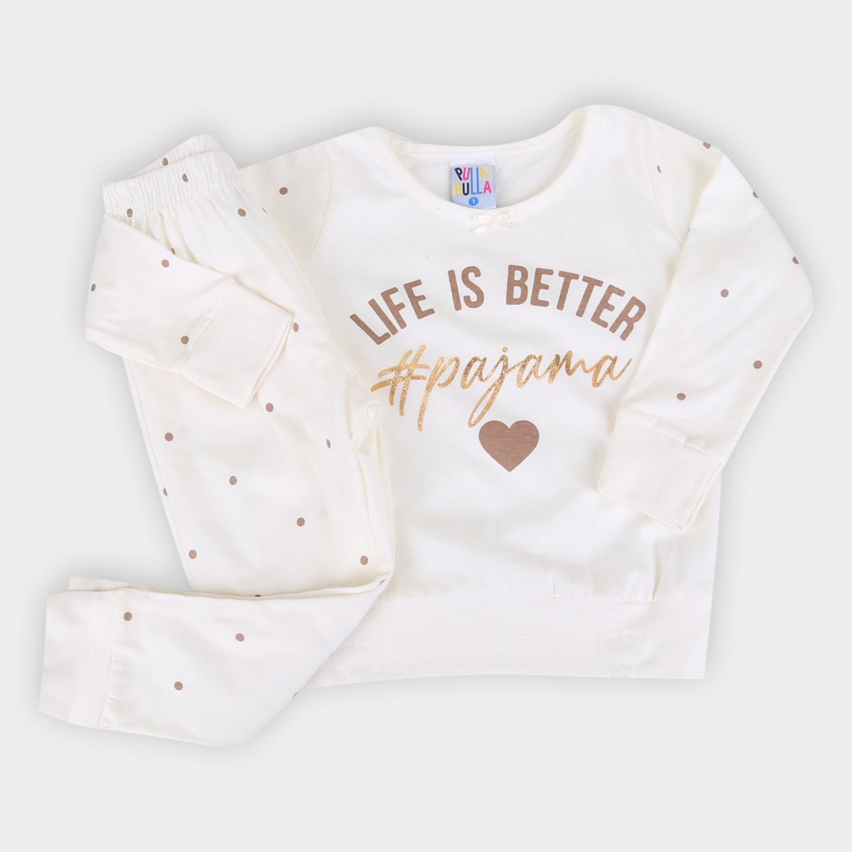 Pijama Longo Juvenil Pulla Bulla Poá Feminino