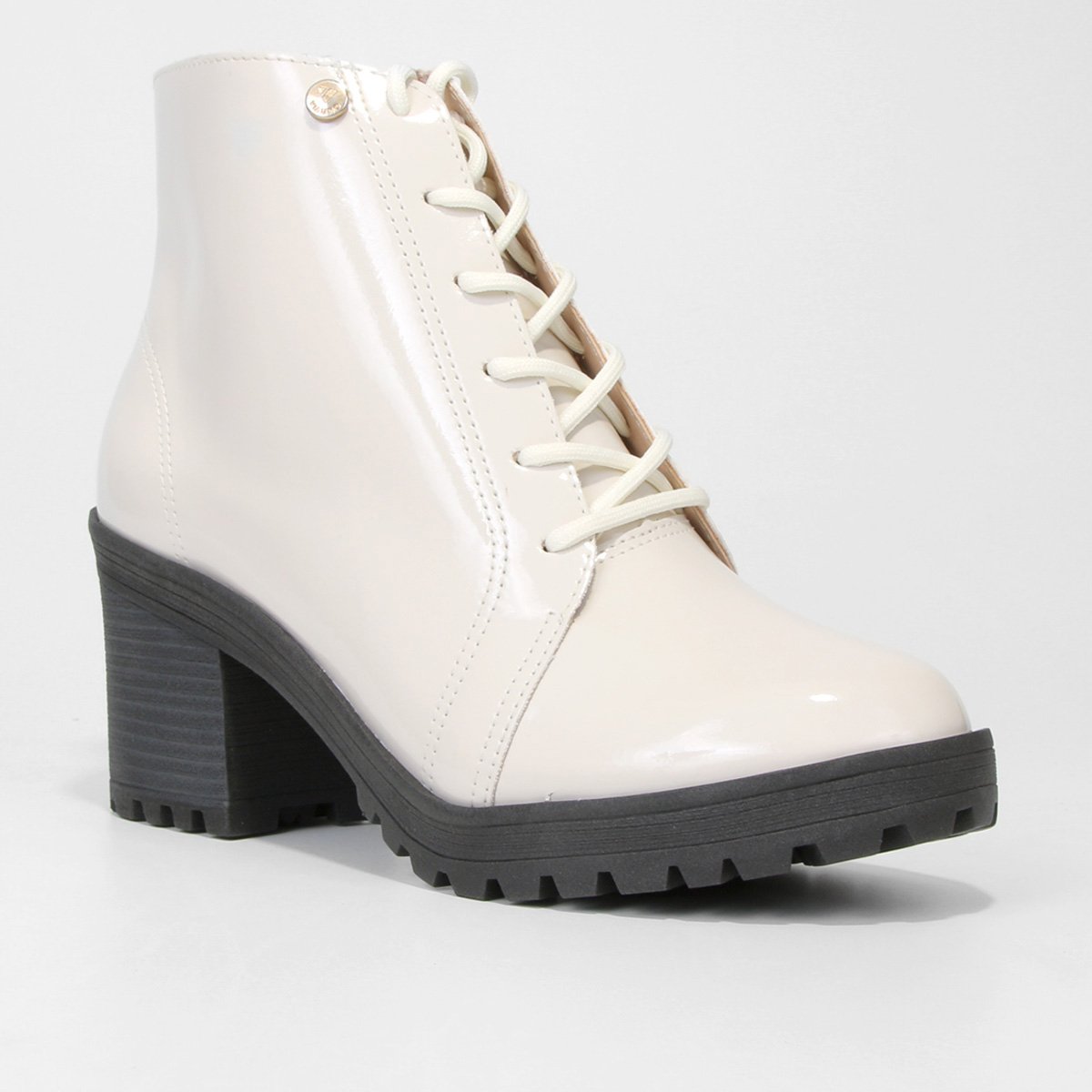 Bota Coturno Cano Curto Via Uno Verniz Feminina - Tam: 38 - 2