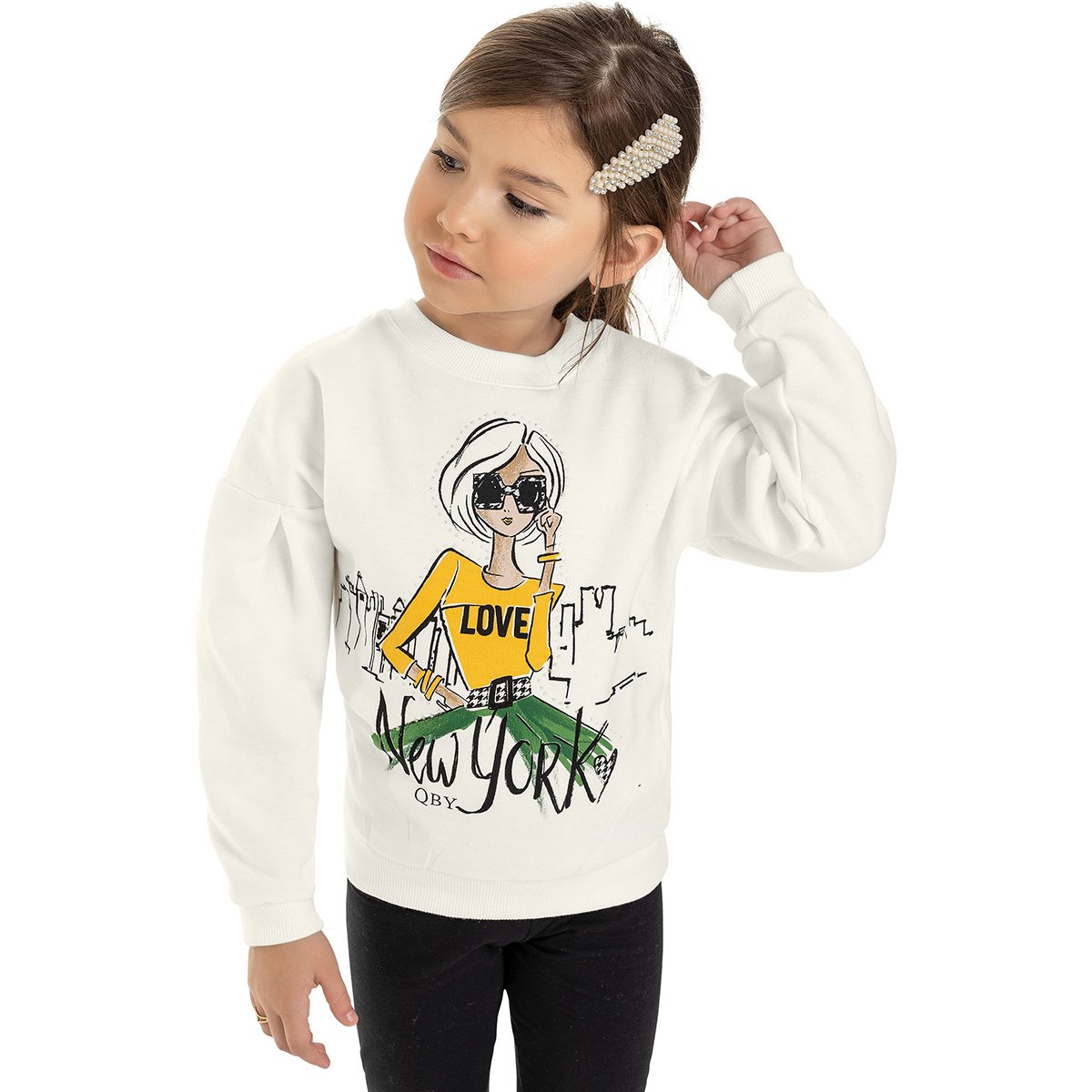 Moletom Infantil Quimby New York Feminino - Tam: 8A - 1