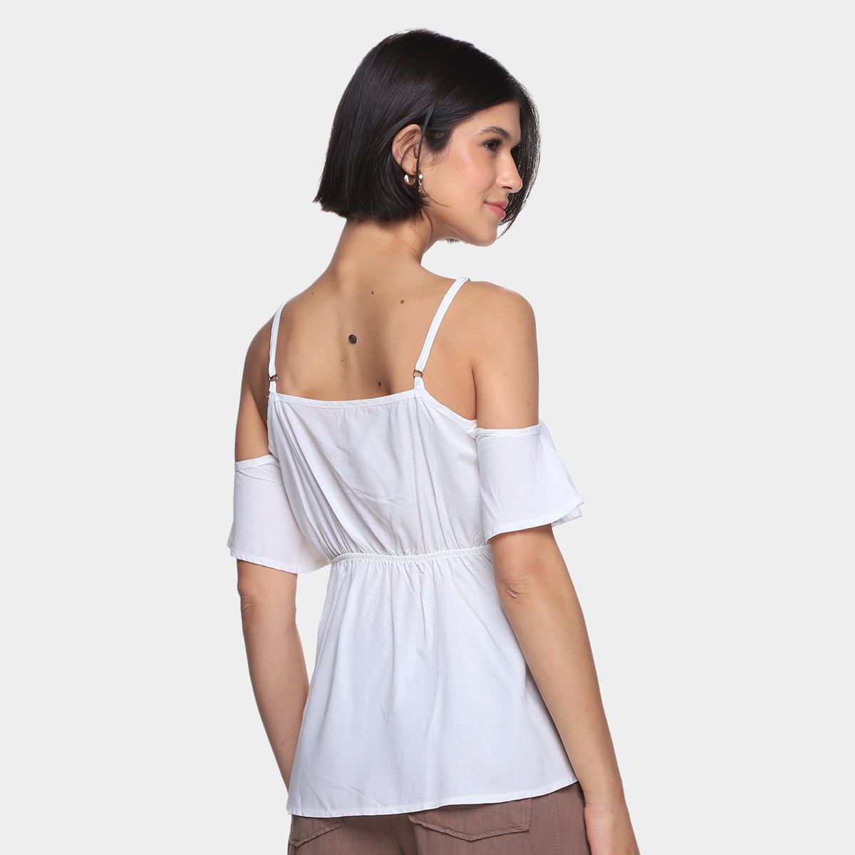 Blusa Mercatto Open Shoulder Amarração Lisa Feminina - Tam: P - 1