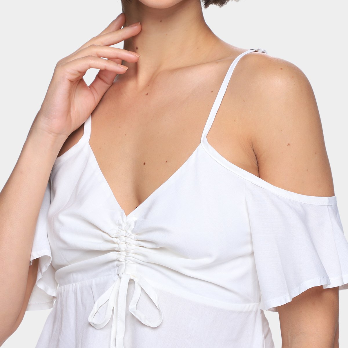 Blusa Mercatto Open Shoulder Amarração Lisa Feminina - Tam: P - 2