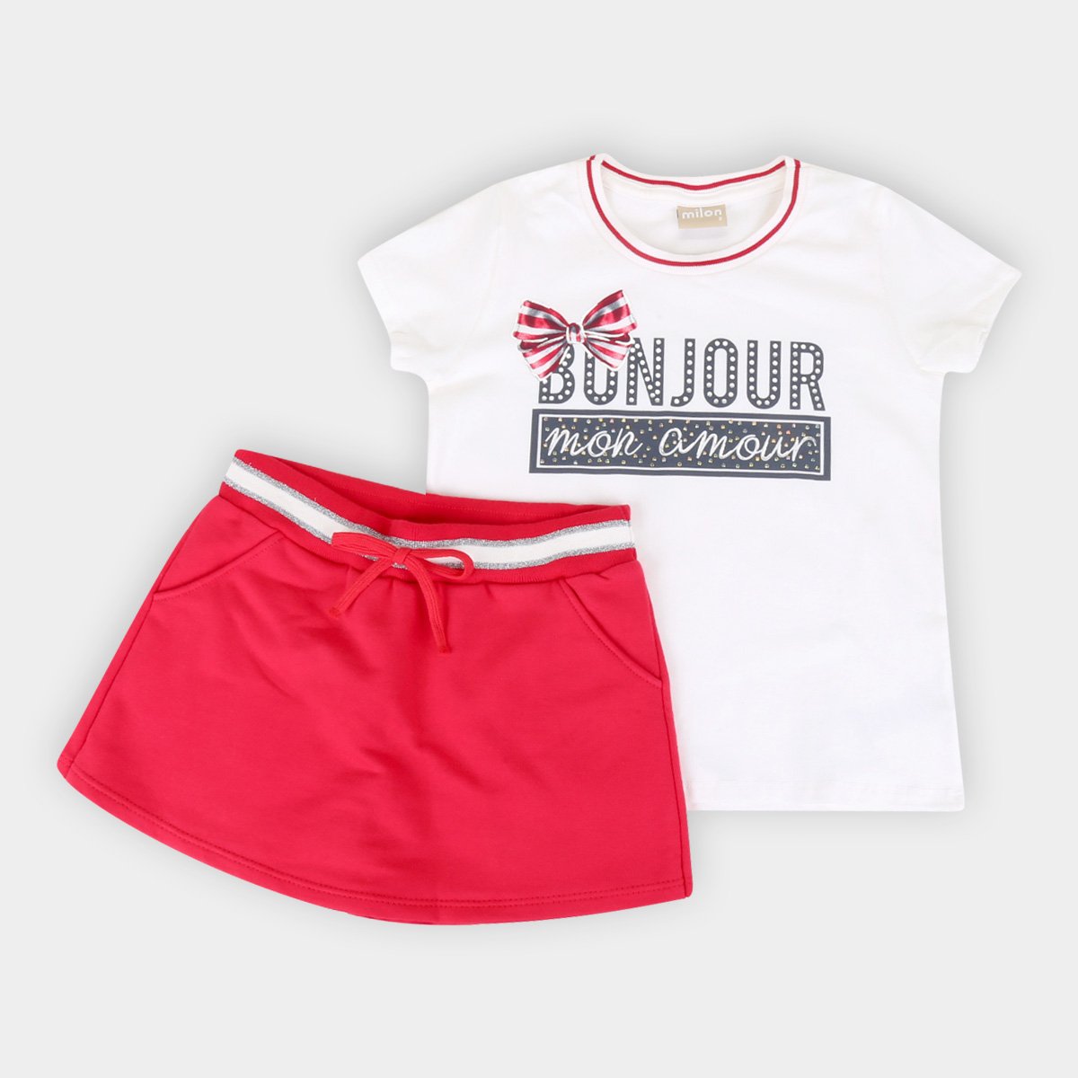 Conjunto Infantil Milon Estampado Cotton Short-Saia Moletom Feminino