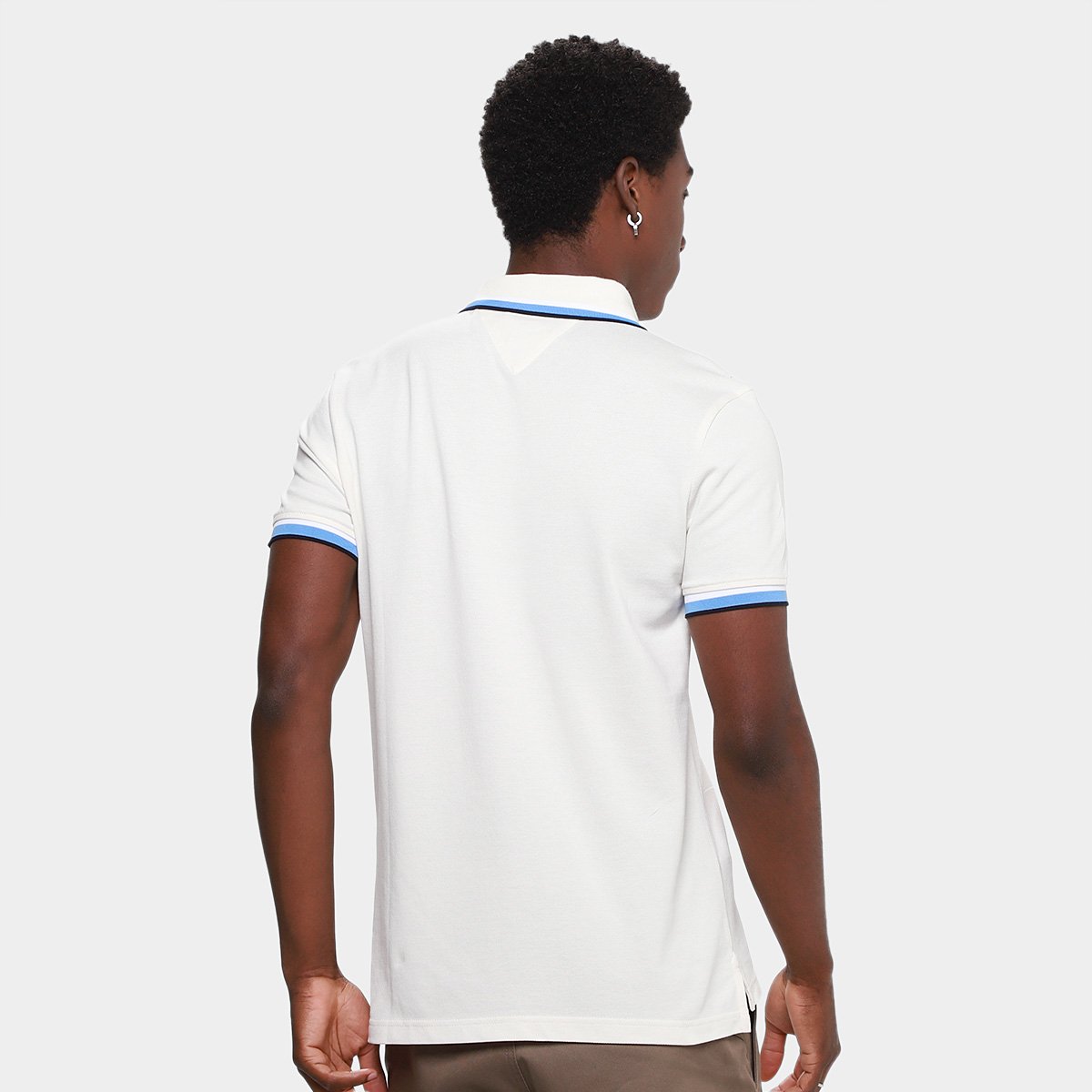 Camisa Polo Tommy Hilfiger Slim Fit Cuff Interest Masculina - Tam: M - 1