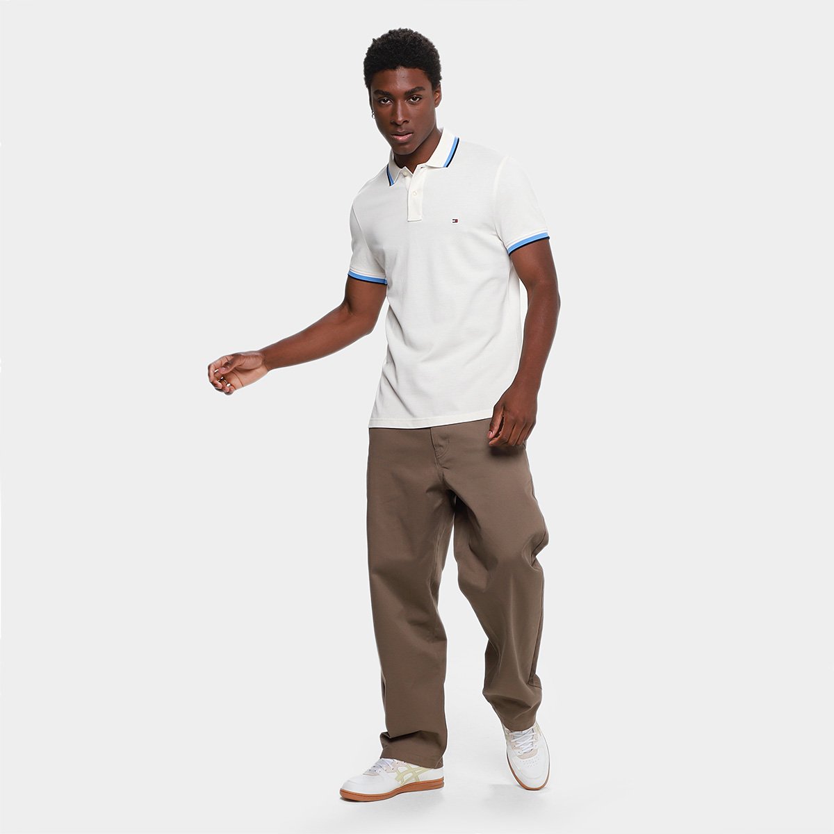 Camisa Polo Tommy Hilfiger Slim Fit Cuff Interest Masculina - Tam: M - 5
