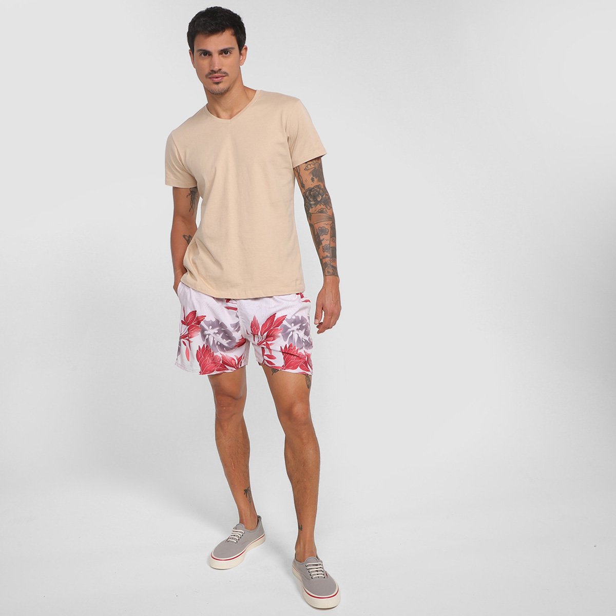 Short Taco Estampado Folhas Masculino - Tam: P - 1
