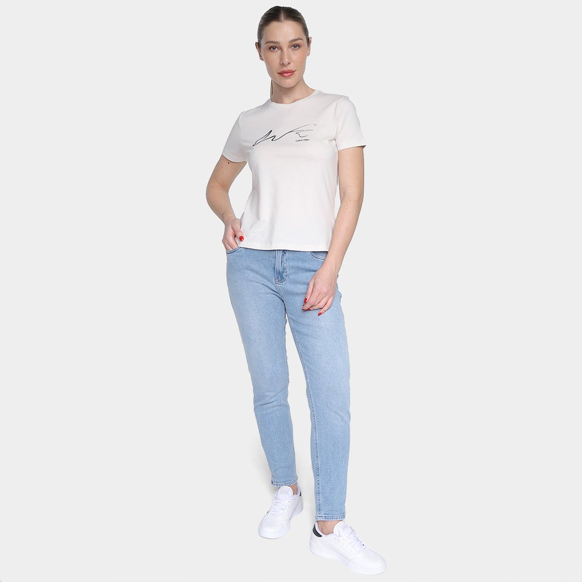 Camiseta Calvin Klein Logo Feminina - Tam: M - 3