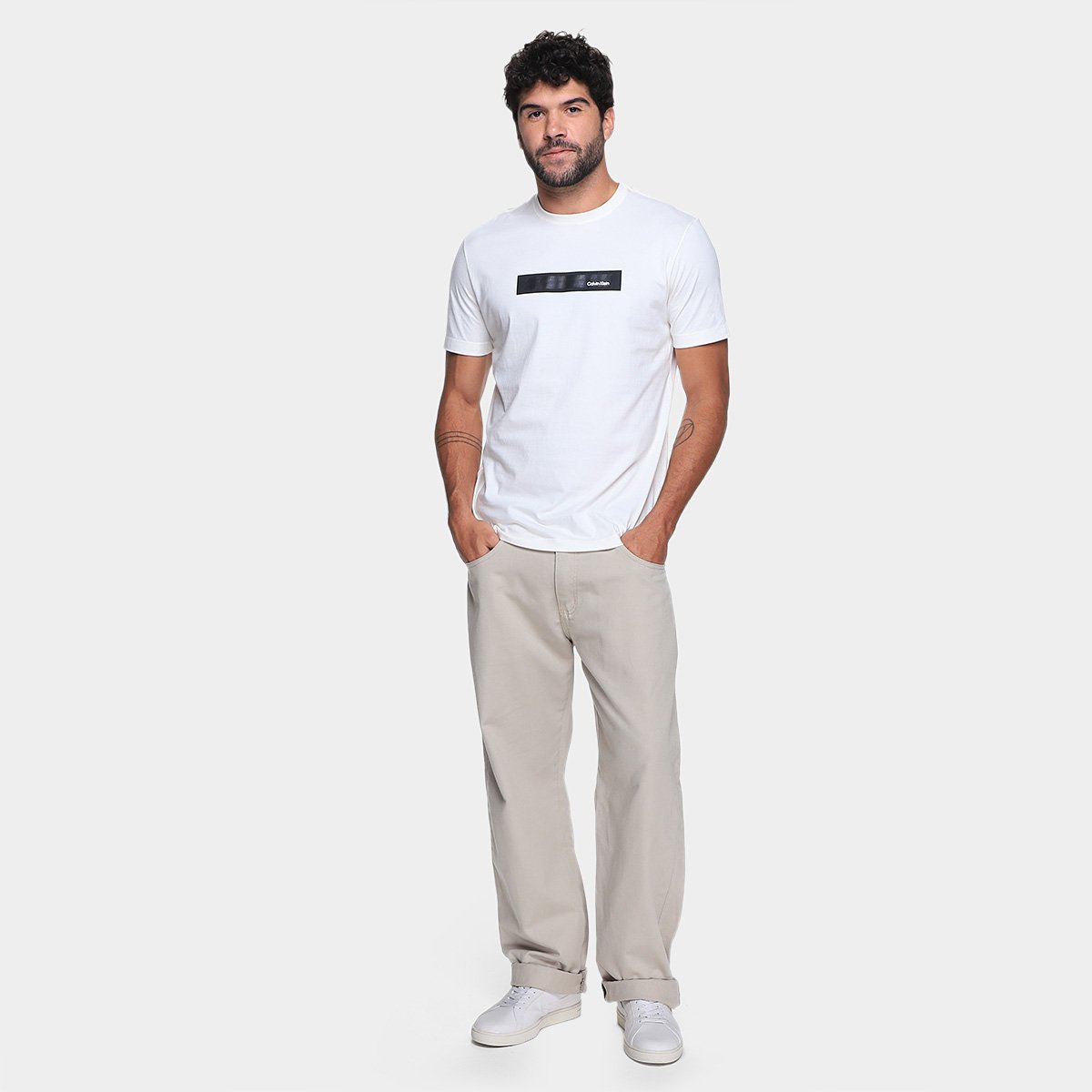 Camiseta Calvin Klein Stripe Logo Gel Masculino - Tam: P - 3