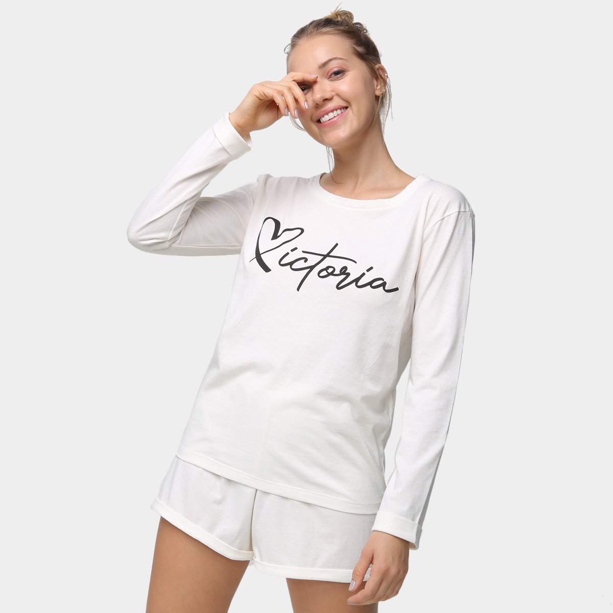 Short Doll Volare Victoria Manga Longa Feminino