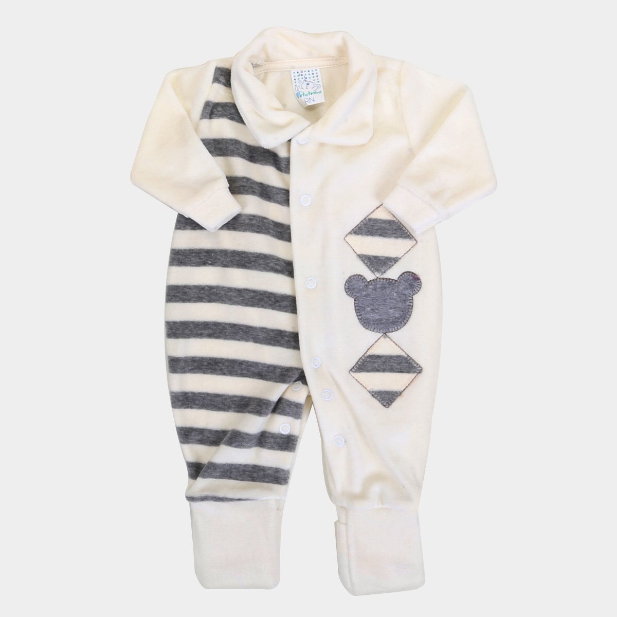 Macacão Longo Bebê Petutinha Plush Ursinho Masculino