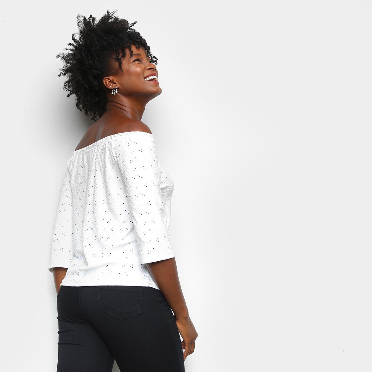 Blusa Lecimar Ombro a Ombro Floral Feminina - Tam: G2 - 1