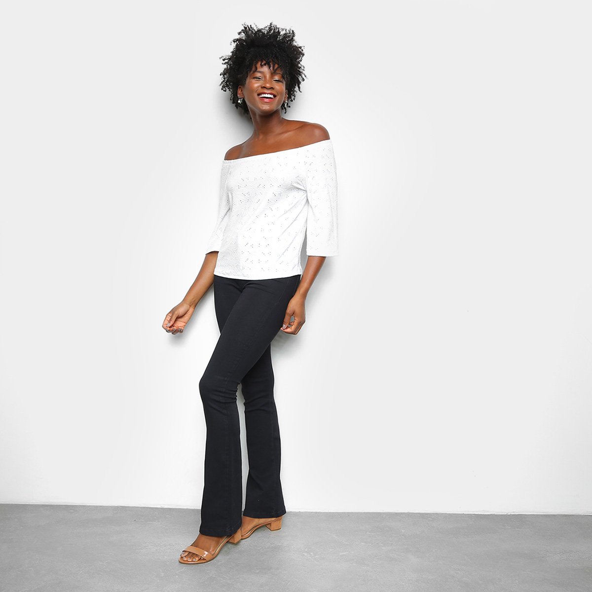 Blusa Lecimar Ombro a Ombro Floral Feminina - Tam: G2 - 3