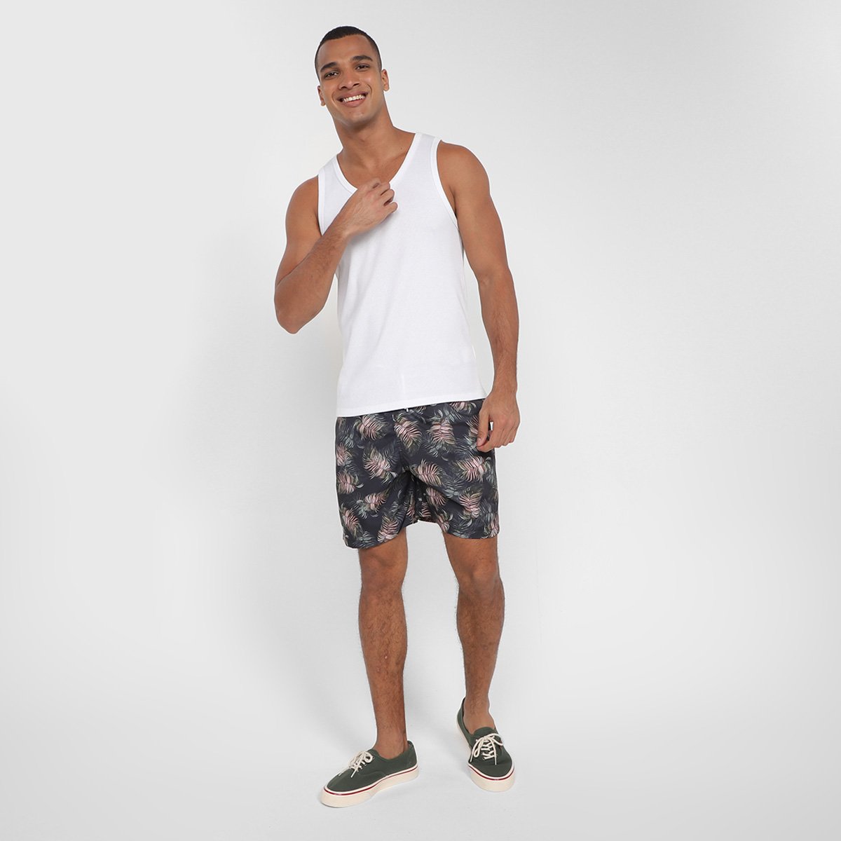 Short Praia Curto Mash Folhagem Masculino - Tam: P - 1