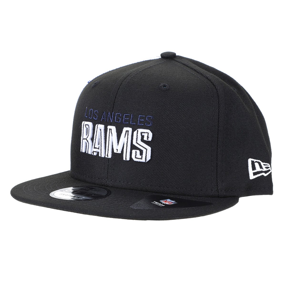 Boné NFL Los Angeles Rams New Era Aba Reta Snapback Draft Font 950 Blk