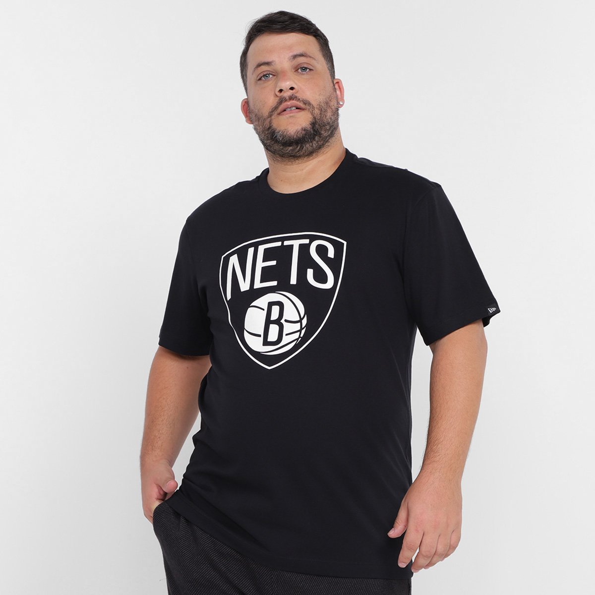 Camiseta New Era NBA Brooklyn Nets Basic Logo Plus Size Masculina