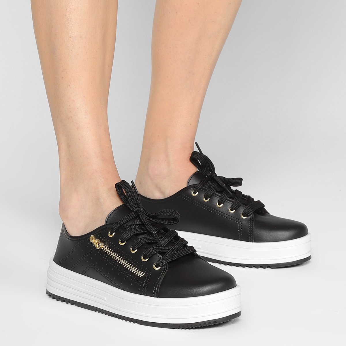 Tênis Moleca Flatform Zíper Feminino - Tam: 37 - 1