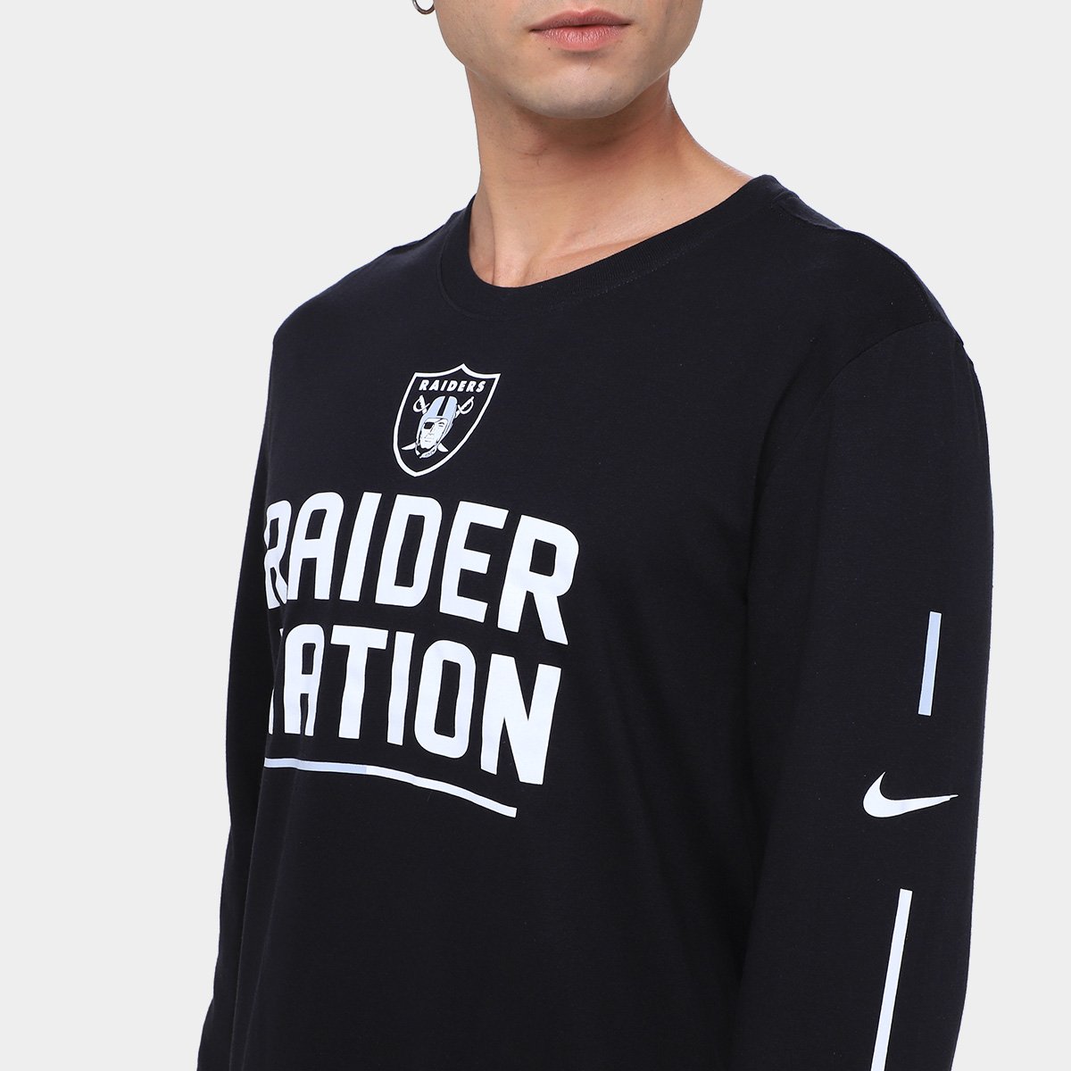Camiseta Nike NFL Las Vegas Raiders Team Slogan Manga Longa Masculina - Tam: P - 2