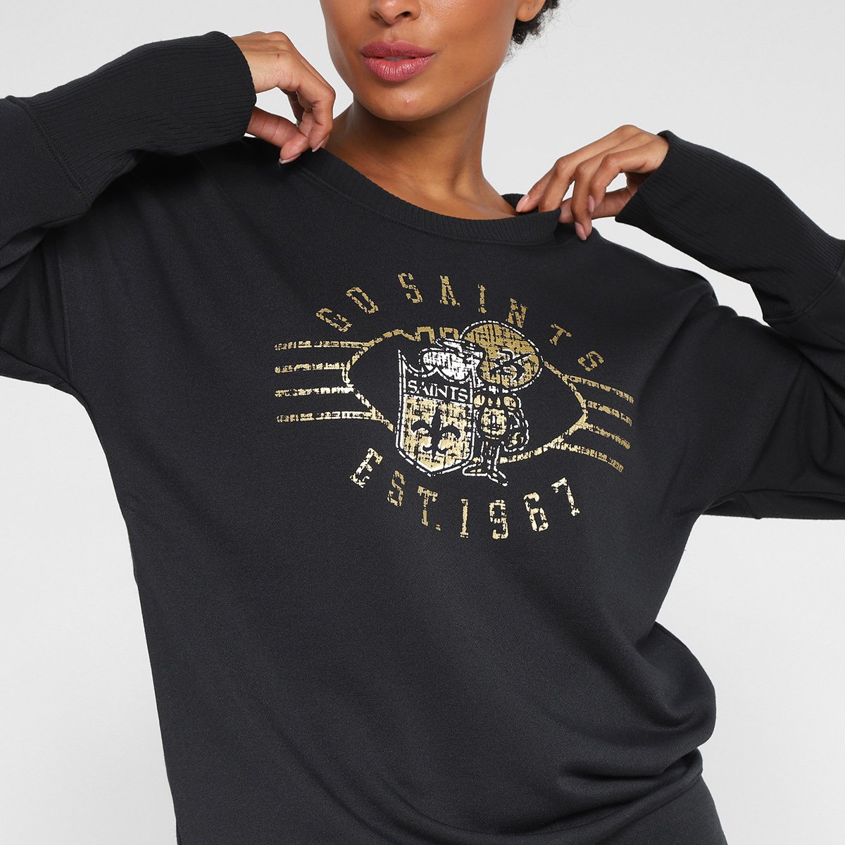 Moletom NFL New Orleans Saints Historic Nike Dri Fit Drop Shoulder Crew Feminino - Tam: P - 2