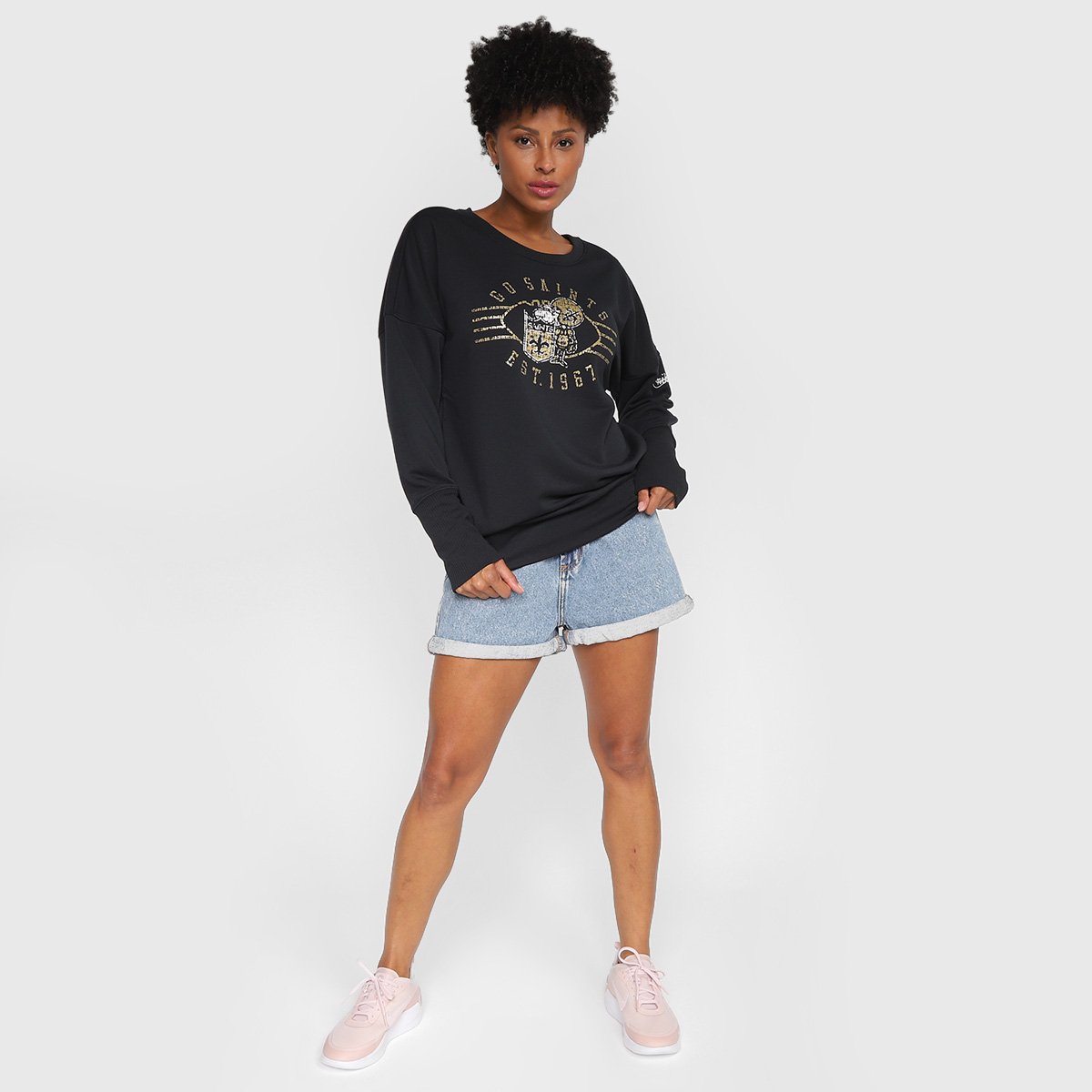 Moletom NFL New Orleans Saints Historic Nike Dri Fit Drop Shoulder Crew Feminino - Tam: P - 3