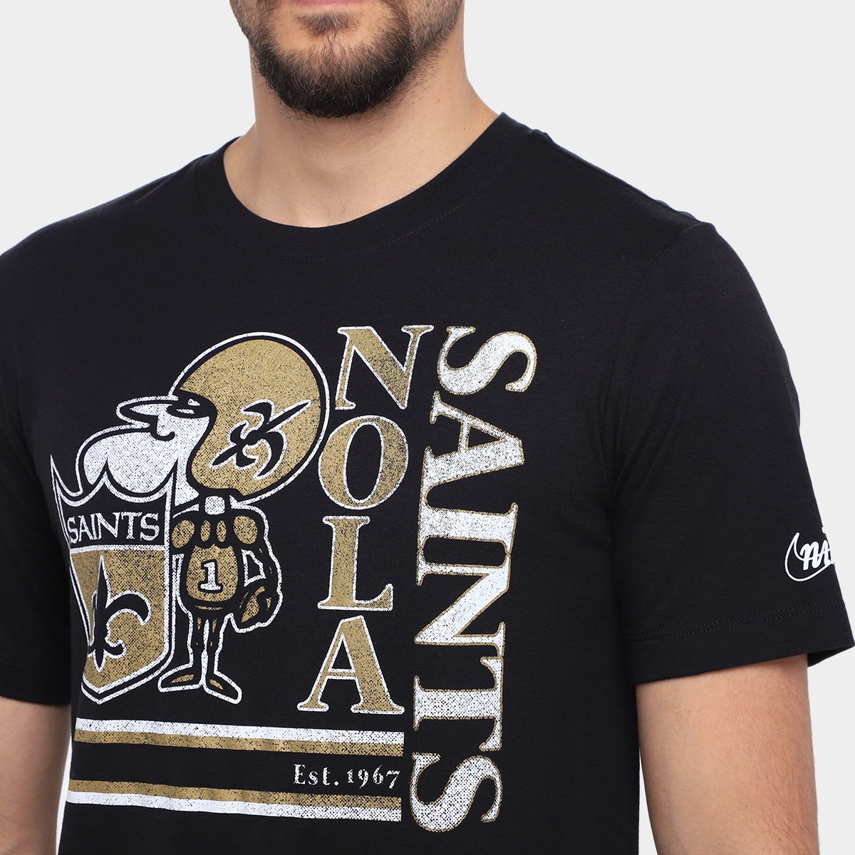 Camiseta Nike NFL New Orleans Saints Triblend Logo Masculina - Tam: P - 2