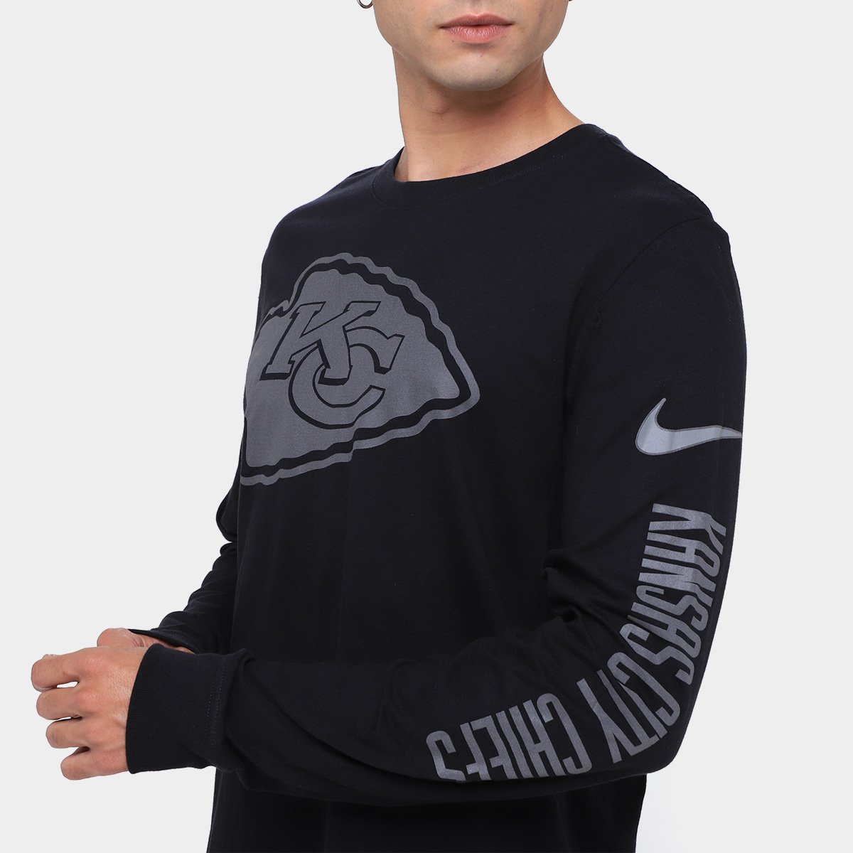 Camiseta Nike NFL Kansas City Chiefs Reflective Essential Manga Longa Masculina - Tam: G - 2