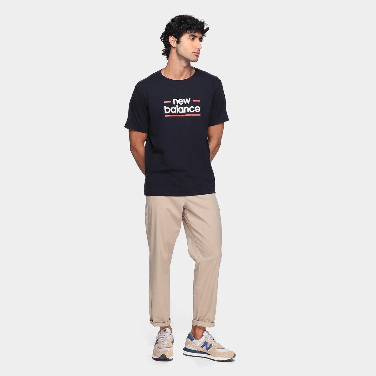Camiseta New Balance Linear Lines Masculina - Tam: P - 3
