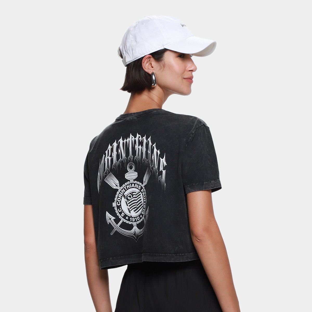 Camiseta Cropped Corinthians Oversized Feminina - Tam: P - 1