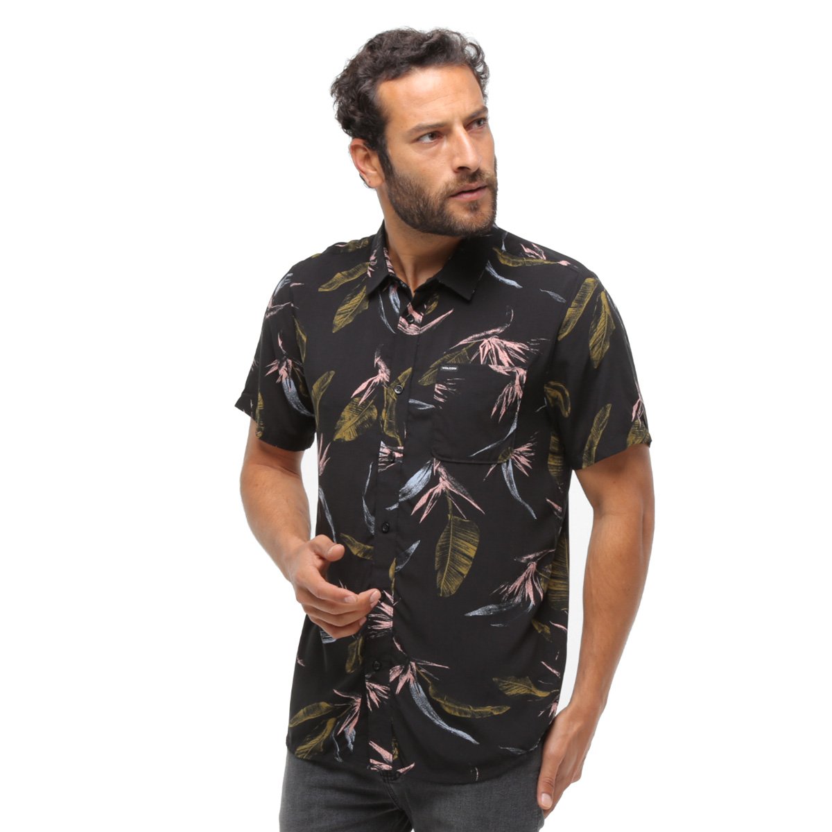 Camisa Manga Curta Volcom Floral