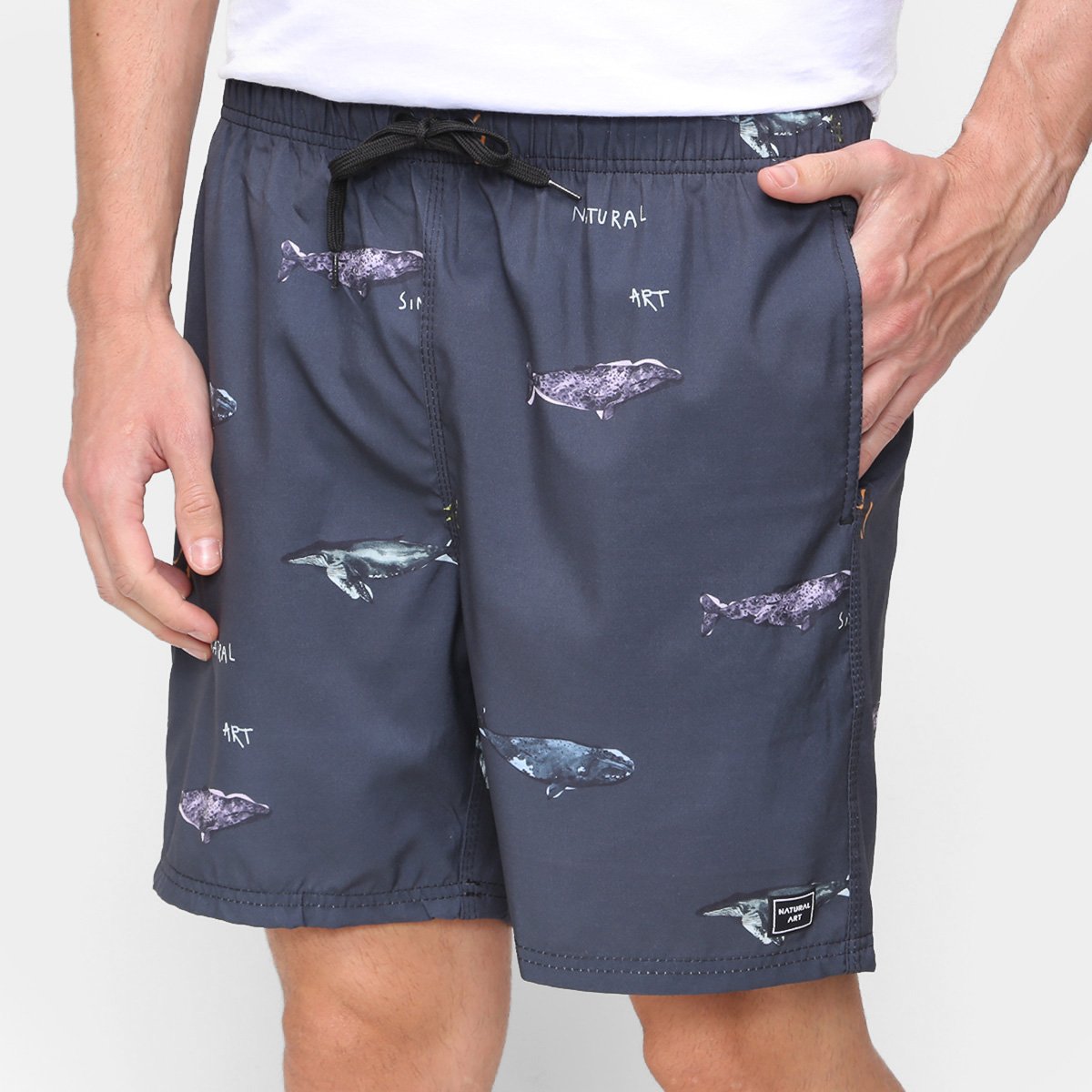 Short Natural Art Volley Whale Masculino - Tam: P