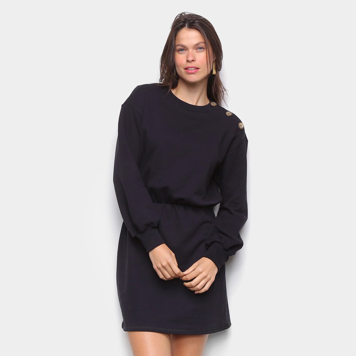 Vestido Curto Hering Manga Longa Feminino