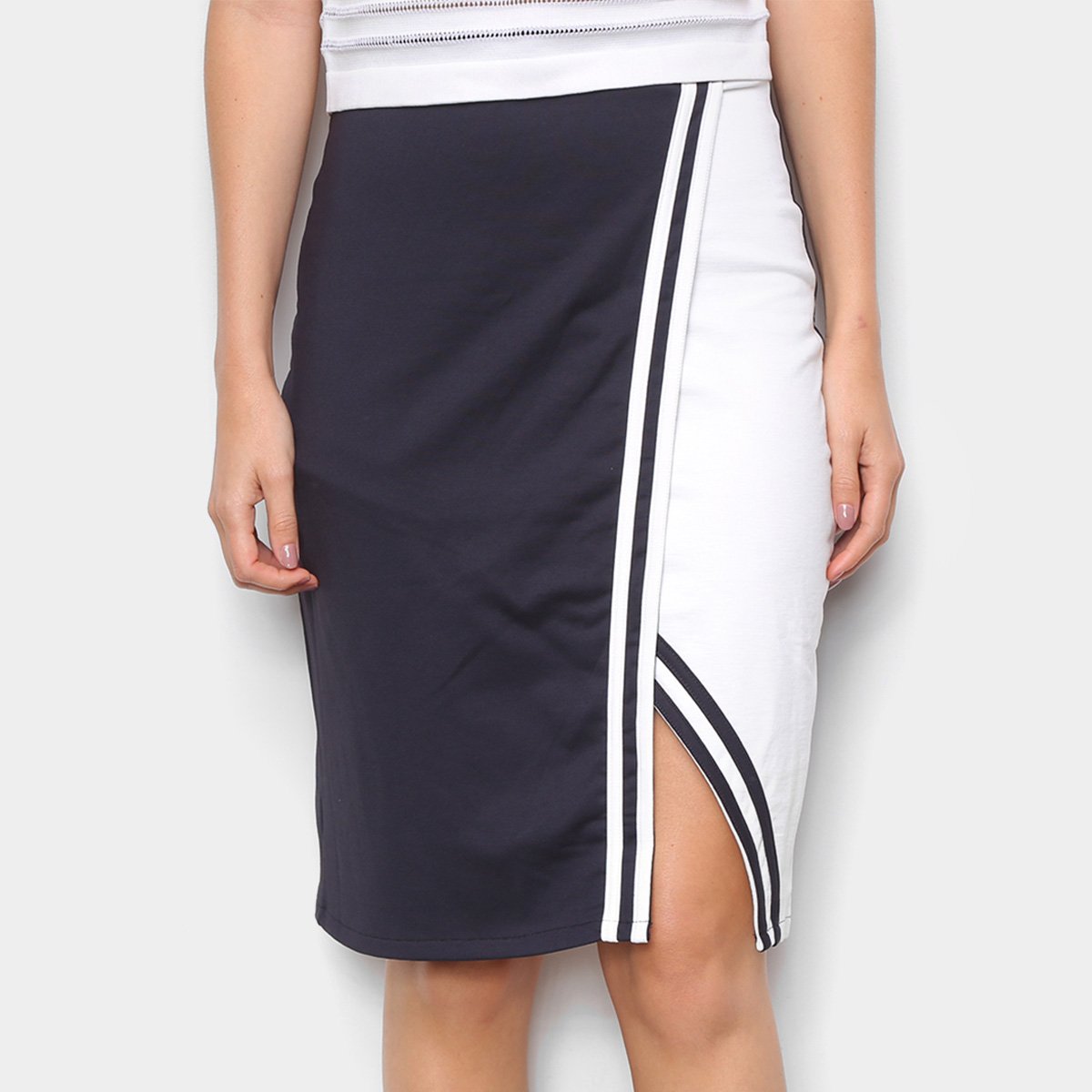 Saia Midi Hering Bicolor Feminina