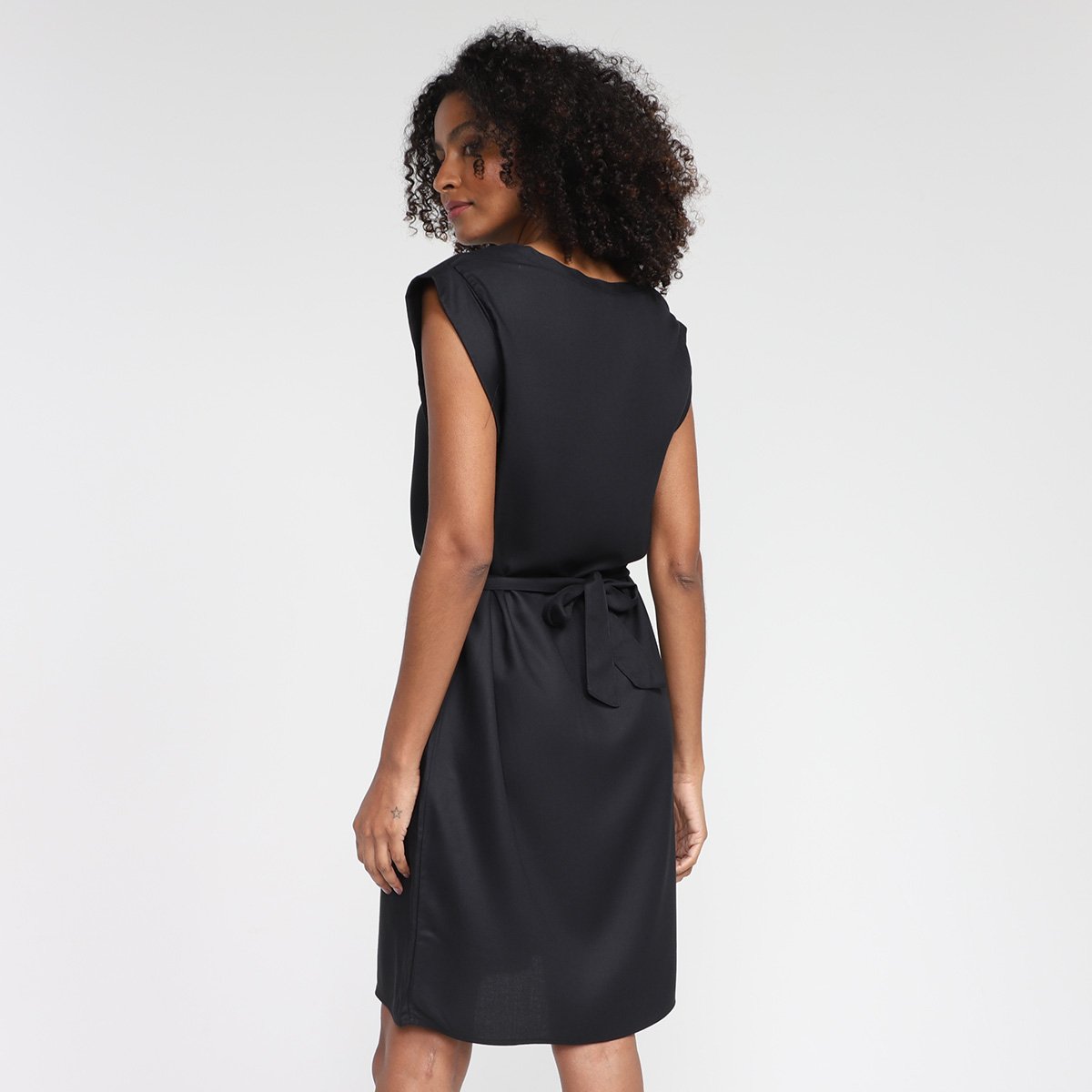 Vestido Hering Evasê Curto Liso Amarração - Tam: P - 1