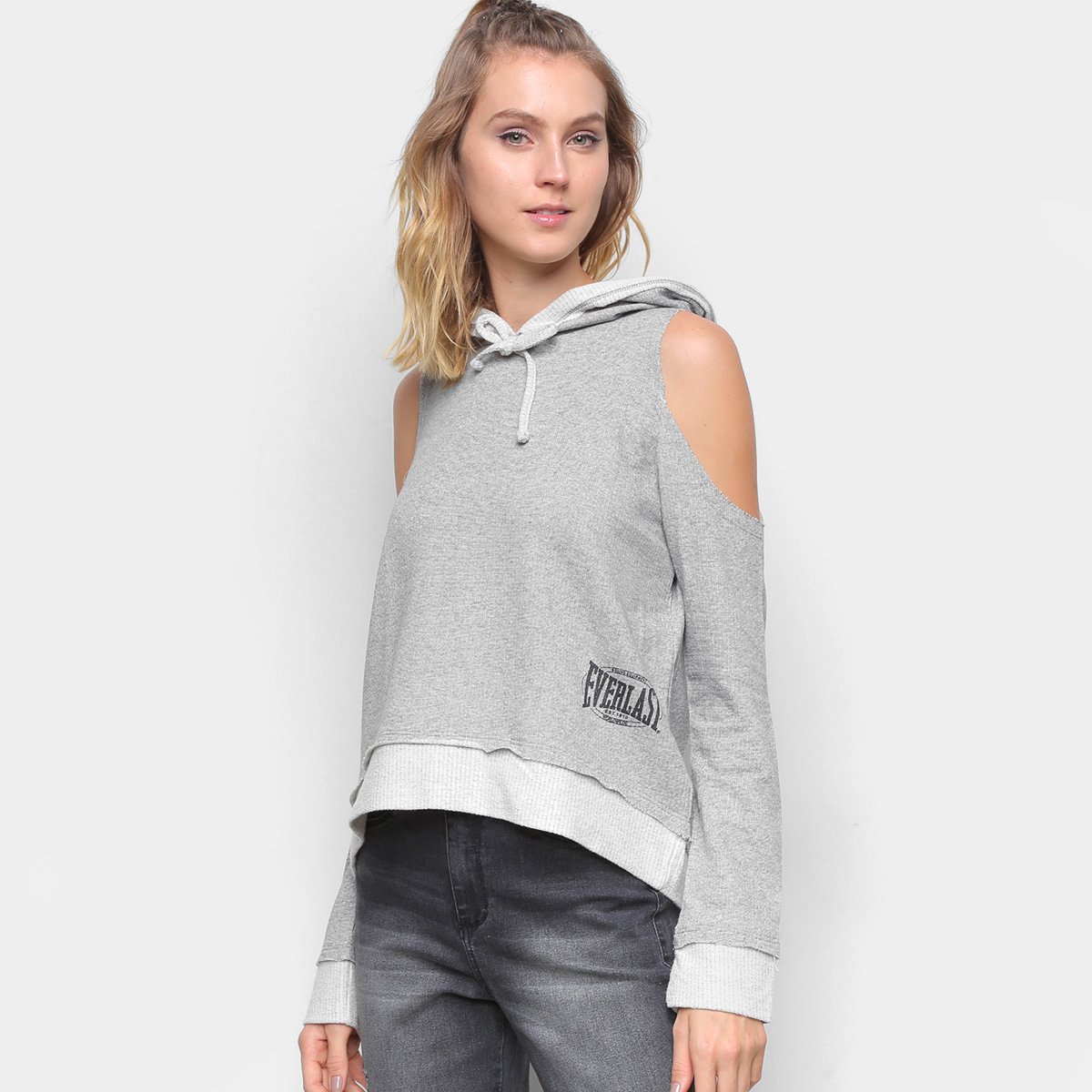 Blusa Manga Longa Everlast Ombro Capuz Feminina