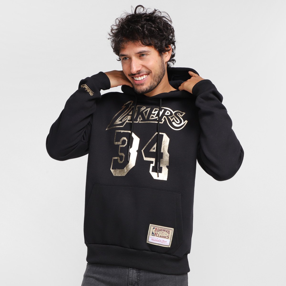 Moletom Los Angeles Lakers Shaquille O'Neal Mitchell & Ness Canguru Masculina