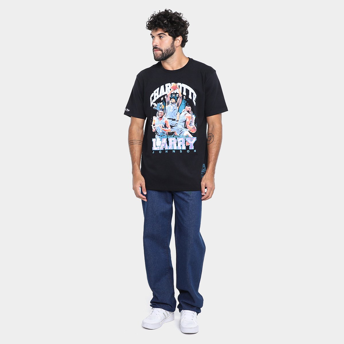 Camiseta Mitchell & Ness Charlotte Hornets Johnson Masculina - Tam: P - 4