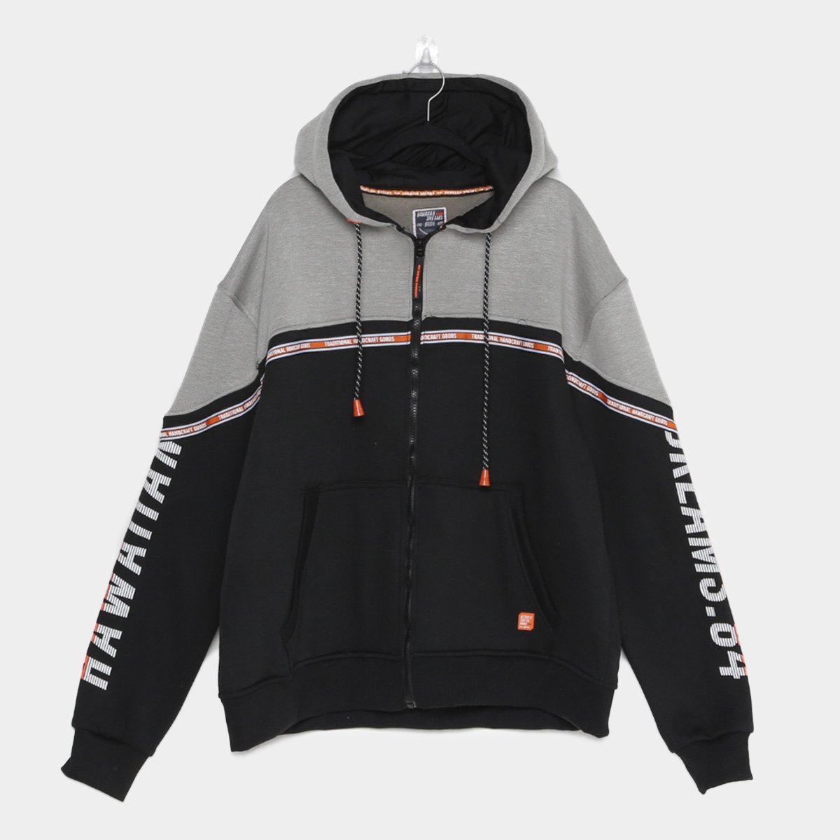 Moletom HD Lettering Colorblock Plus Size Masculino
