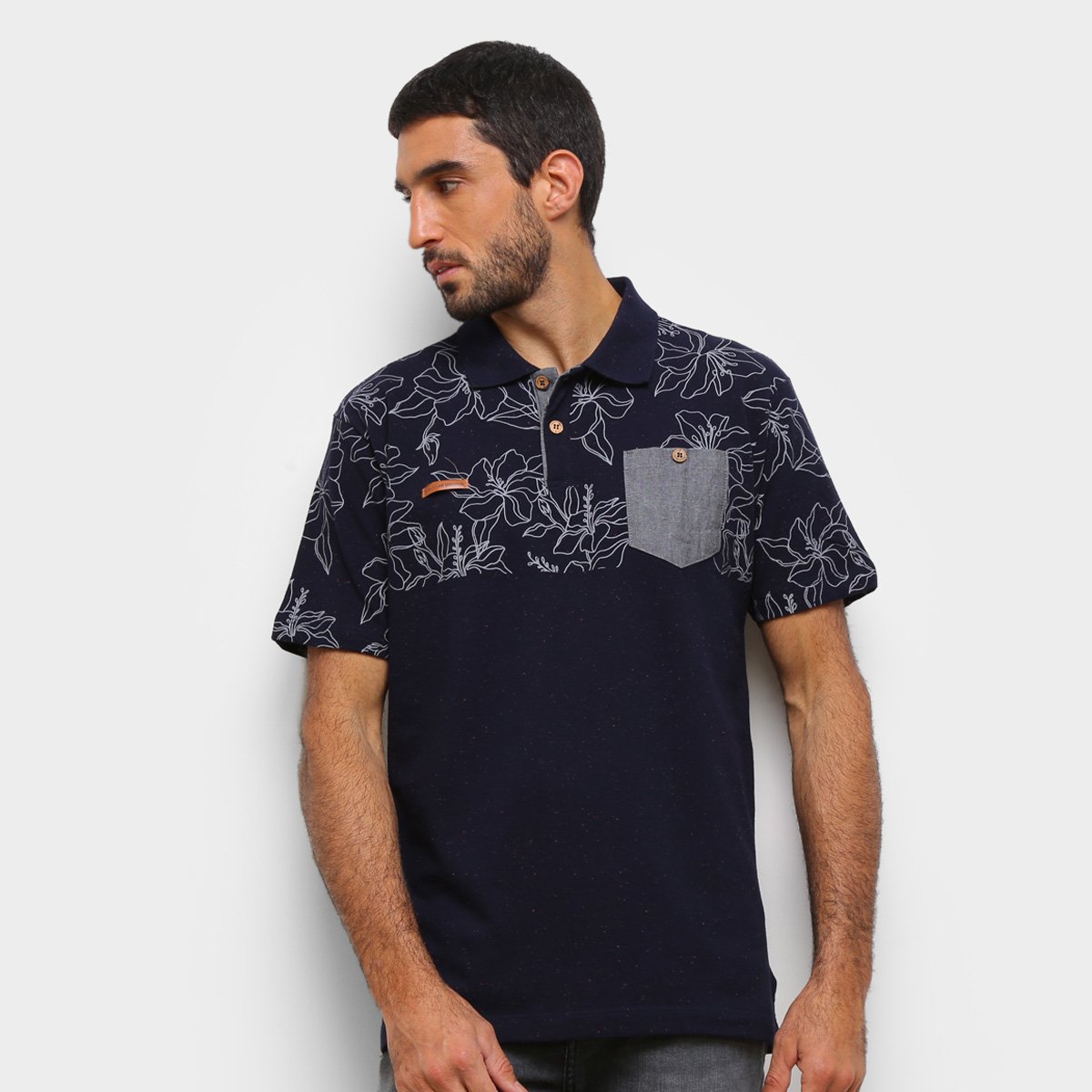 Camisa Polo HD Floral C/ Bolso Masculina