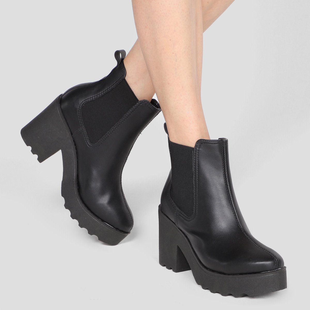 Bota Chelsea Cano Curto Via Uno Flatform Tratorada Feminina - Tam: 34 - 1