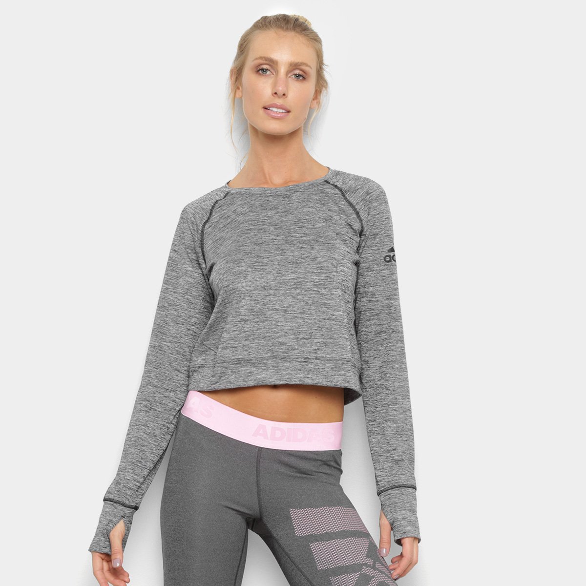 cropped adidas manga longa