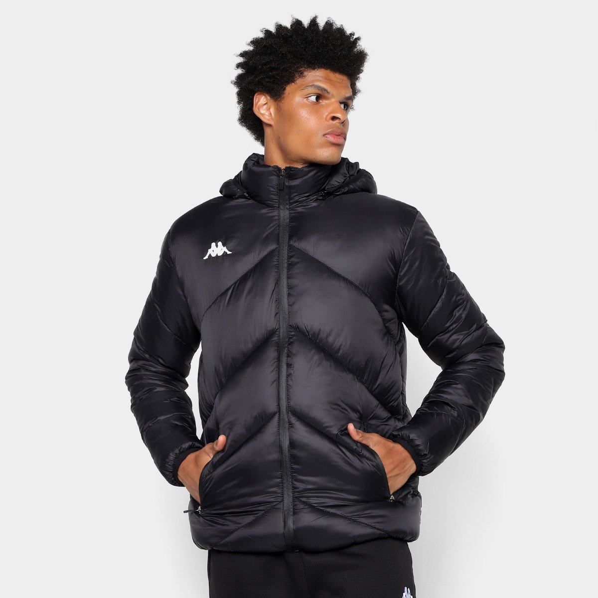 Jaqueta Puffer Kappa Padding Sport Bessie Capuz Masculina