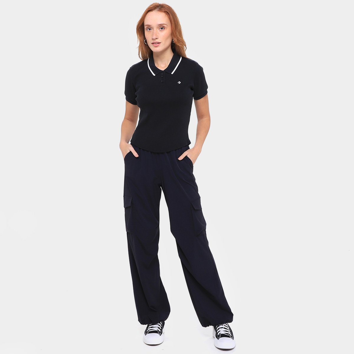 Camiseta Converse Slim Polo Top Feminina - Tam: G - 3