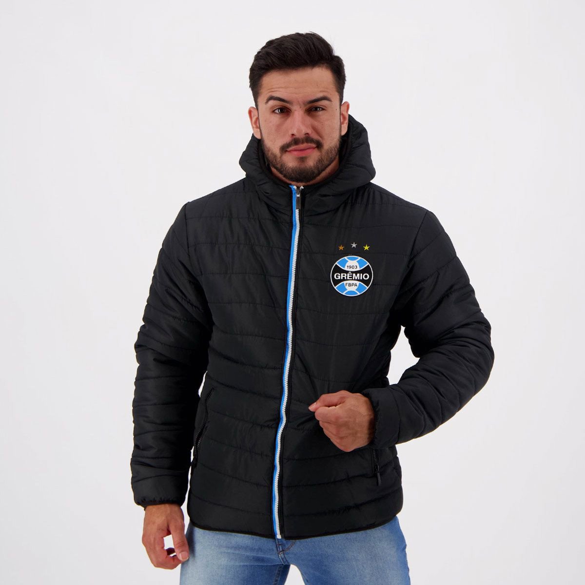 Jaqueta Puffer Grêmio Padding c/ Capuz Masculina - Tam: EGG