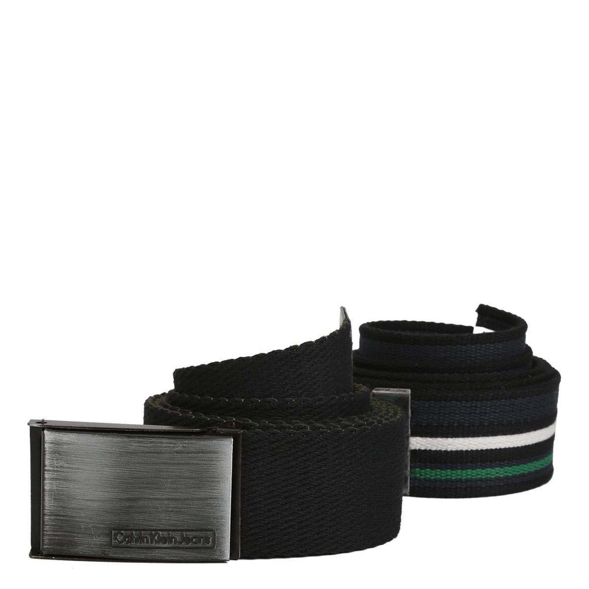 Kit Cinto Calvin Klein Lona Listrado Liso Masculino