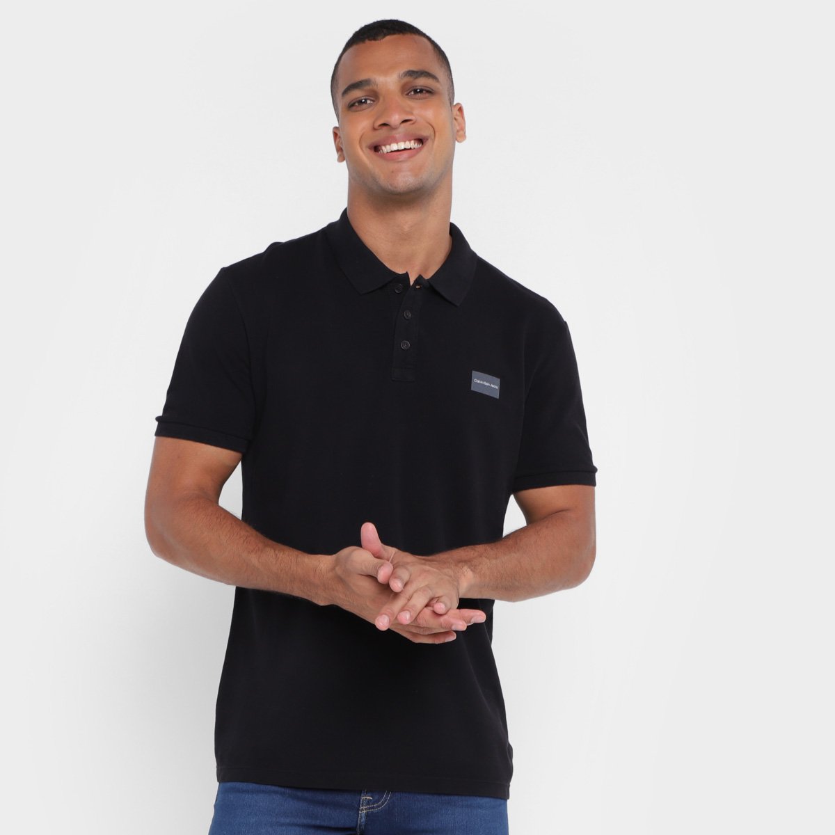 Camisa Polo Calvin Klein Logo Retangulo Masculina