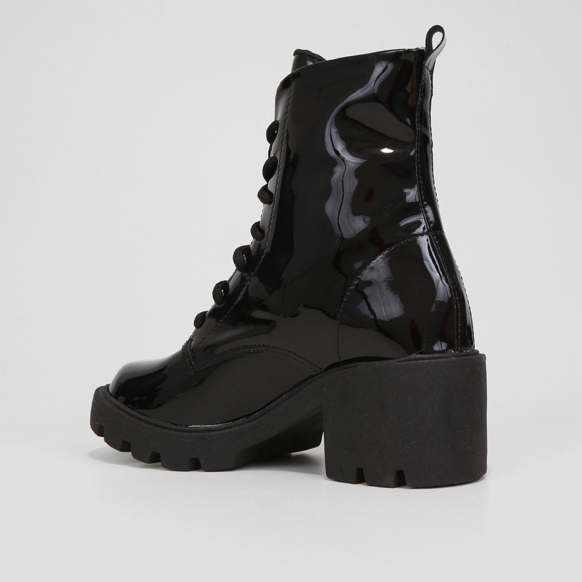 Bota Coturno Cano Curto Look Fashion Verniz Tratorada Feminina - Tam: 35 - 4