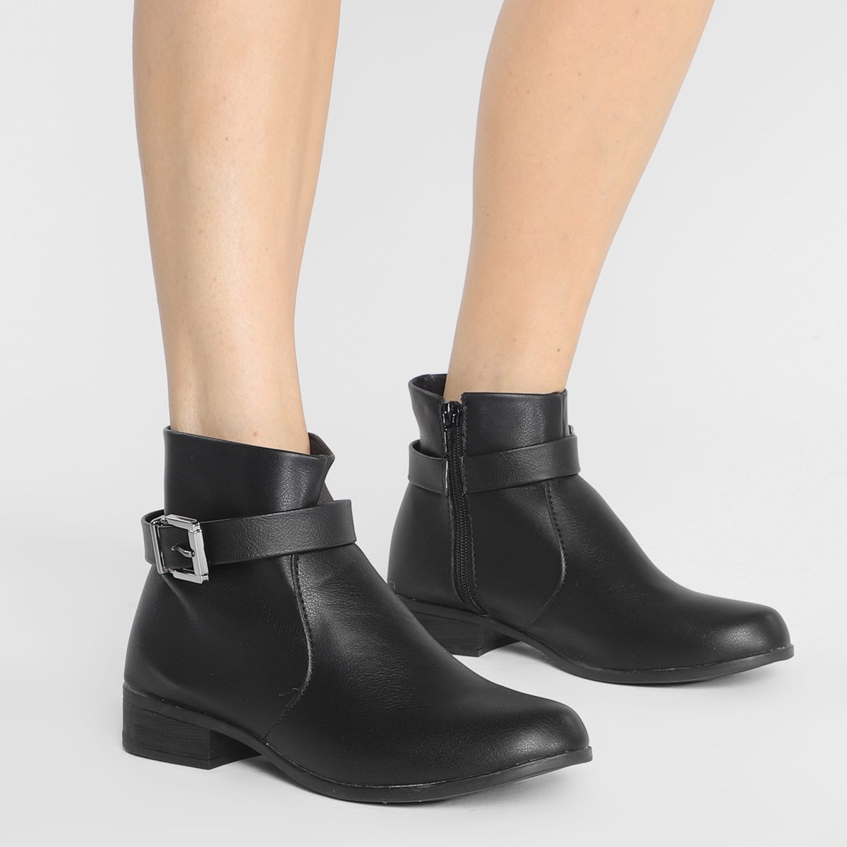 Bota Cano Baixo Look Fashion Fivela Feminina - Tam: 37 - 1