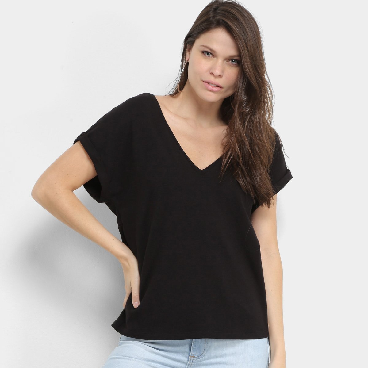 Blusa Colcci Lisa Ampla Gola V Feminina