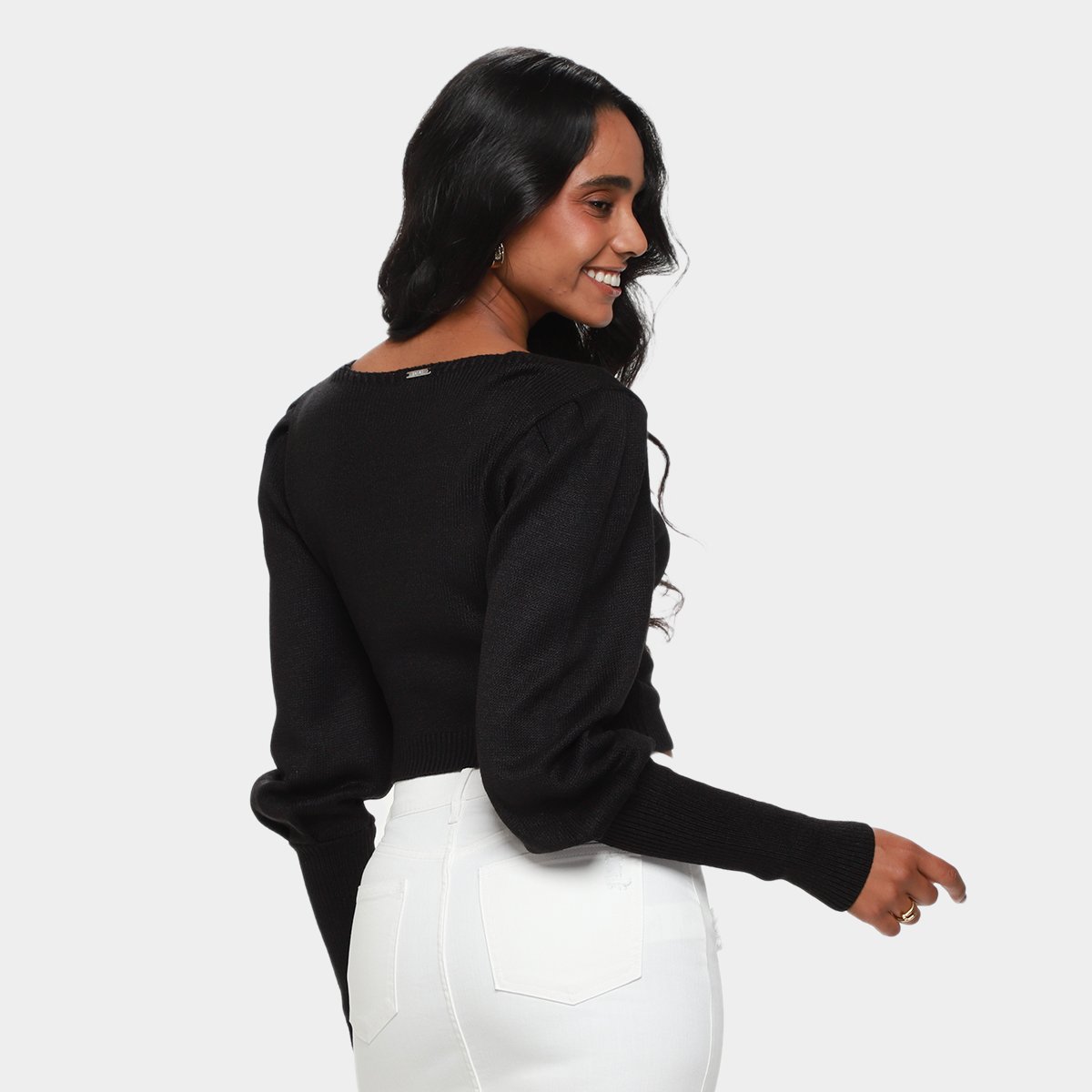 Blusa Forum Cropped Manga Longa Feminina - Tam: G - 1