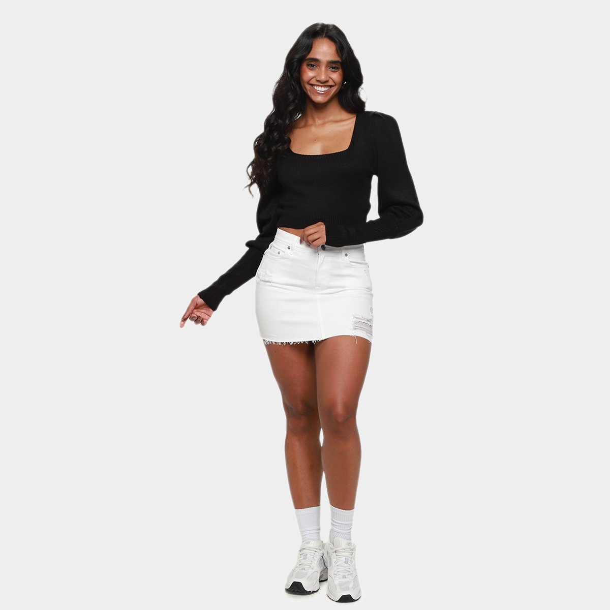 Blusa Forum Cropped Manga Longa Feminina - Tam: G - 4